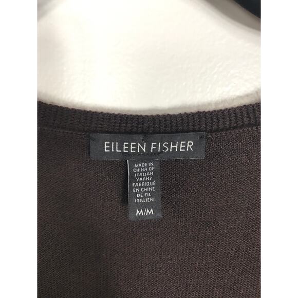 Eileen Fisher Women's M Dark Brown Wool Long Tunic Sweater Comfy Fall Winter - Picture 4 of 12